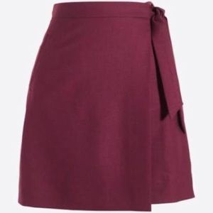 Burgundy J. Crew (outlet) fully-lined  wool wrap skirt size 12